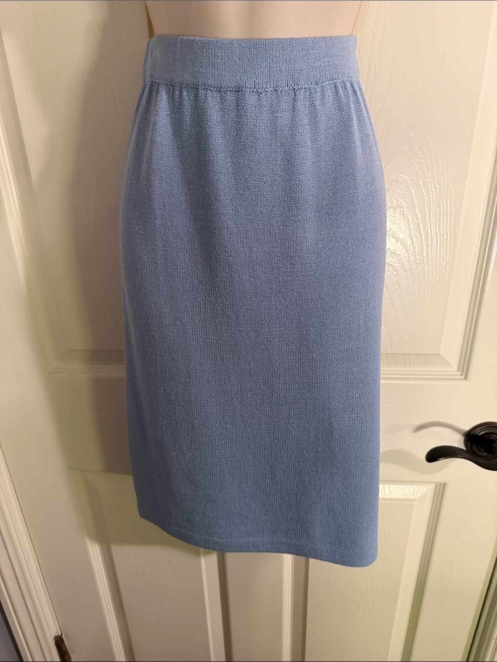 St. John Collection Light Blue Knit Midi Skirt